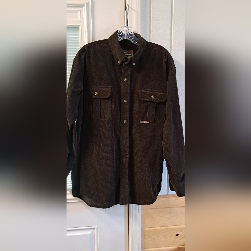 Mens Drake Waterfowl Brown  Corduroy Button Down Shirt Birds Hunter Read S